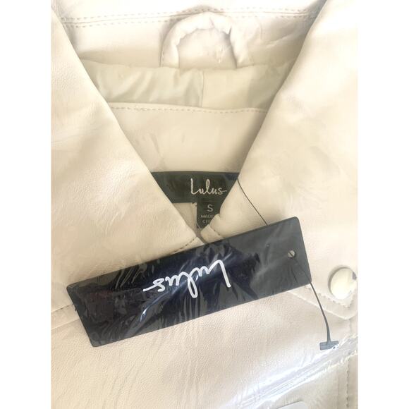 Lulu's Out for the Night Beige Vegan Leather Moto Jacket S NWT - Picture 6 of 8